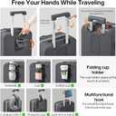mixi Carry On Luggage with Cup Phone Holder and Charger Hard Shell Suitcases with Spinner Wheels,20 Inch Rock Gray