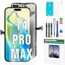 FFtopu iPhone 14 Pro Max Screen Replacement Kit 6.7'' LCD Display 3D Touch Screen Digitizer Full Assembly Repair Kits Waterproof Frame Sticker+Screen Protector for A2651, A2893, A2894, A2895, A2896