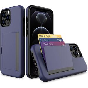 for iPhone 13 Pro Max Case with Card Holder,Credit Card Slot Protective Wallet Case - Grey