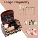 Grid makeup bag portable travel wallet toiletry bag storage pouch cute makeup bag portable pendant, suitable for women and girls, cosmetic travel bag vertical storage toiletry bag