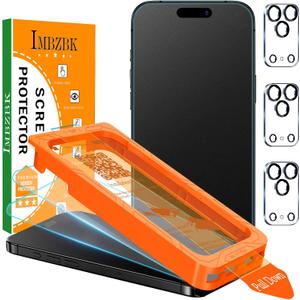 IMBZBK [Auto-Dust Removal] 3 Pack Matte Screen Protector for iPhone 17 Pro [Military Grade] Accessories, Case Friendly Film, 3 Tempered Glass Camera Lens Protector, Anti-Glare, Smooth as Silk