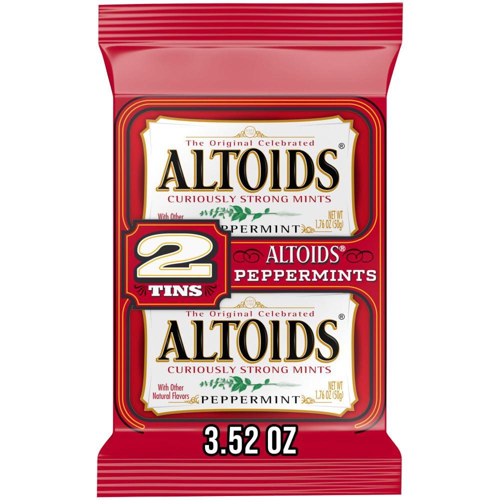 2 x ALTOIDS Peppermint Breath Mint Tins, 3.52 Oz (Pack of 2) (EXP 01/31/26)