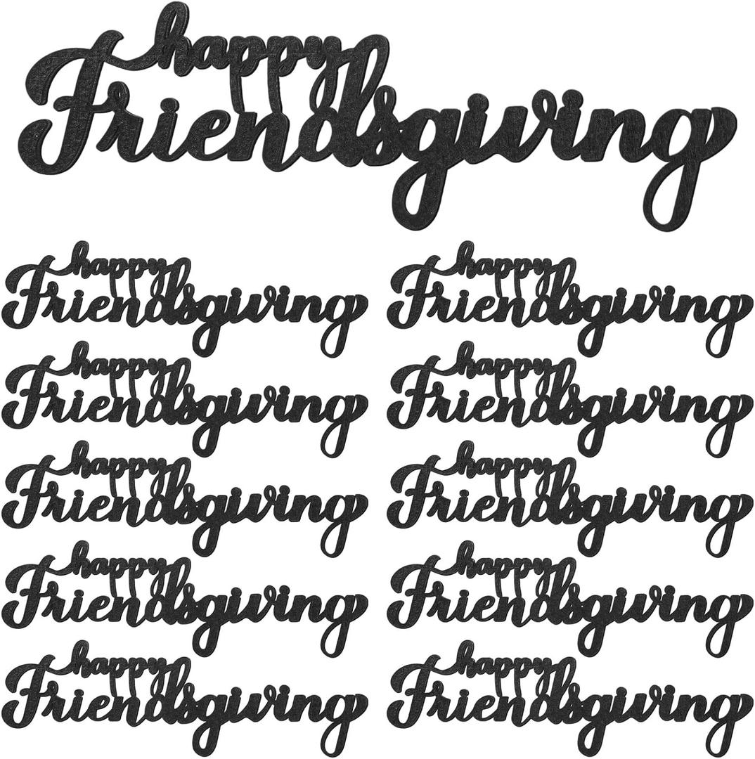 Colingmill 24 Pcs Thanksgiving Wood Cutouts Signs Thanksgiving Place Cards Table Setting Decor Friendsgiving Plate Ornaments Decor for Farmhouse Table Dinner Party Decorations (Double-sided Black)