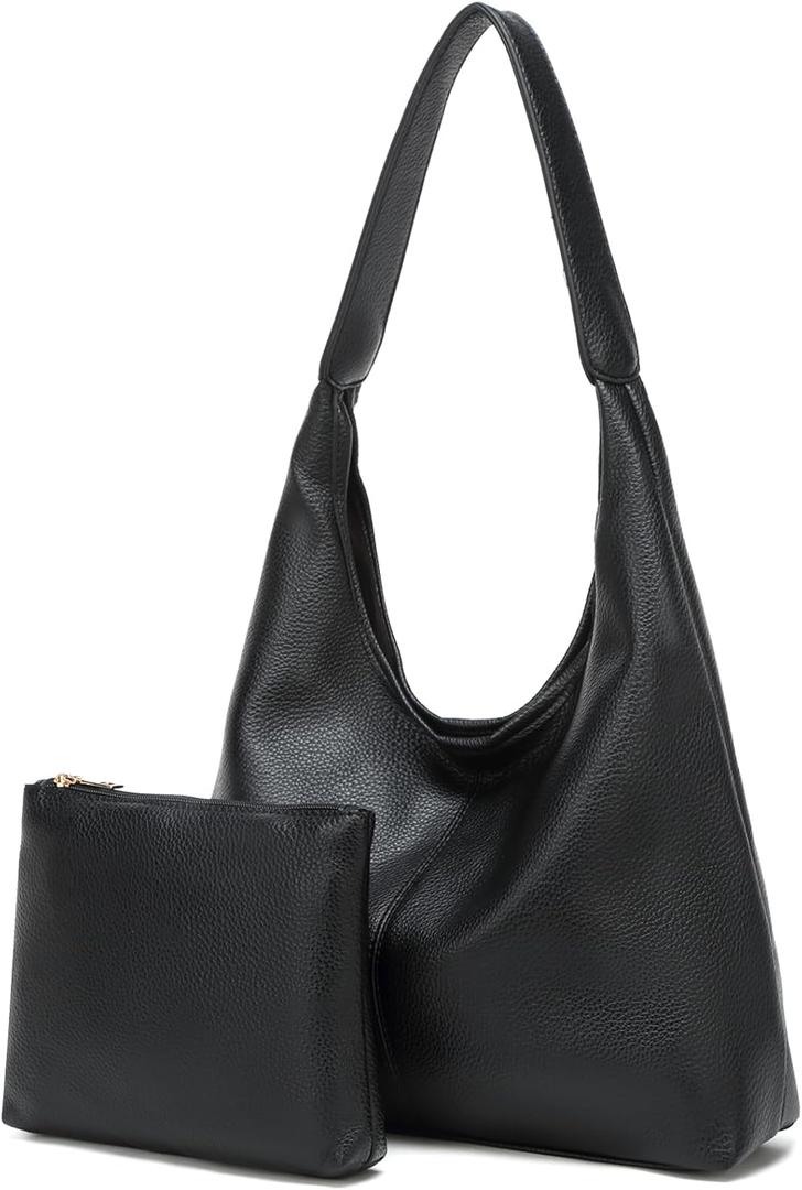 Casual Hobo Bag for Women Soft Shoulder Bags Slouchy Pu Leather Tote Purses for Work Travel