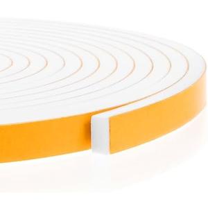 Qianyu 16Feet Weather Stripping Seal (1/2 Inch X 1/4 Inch) for Door Window Adhesive Thick Door Bottom Seal Strip Weatherproof High Density Foam Tape for Sliding Door Automotive Window (White) Pack Of 2