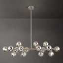 Modern Sputnik Globe Chandelier, 16-Light Mid Century Light Fixture Over Table, Nickel Linear Chandeliers for Dining Room and Kitchen Island (Smoke Grey Glass Bubble Shades, 40 Inch) (Nickel with Somke Grey Lampshad)
