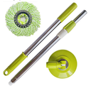 HJRYJS Spin Mop Replacement Mop Handle, 360 Degrees Rotating Telescopic Replacement Mop Stick with Robust Reinforced Plastic Disc for Spin Mop Cleaning System (Plastic,Green)