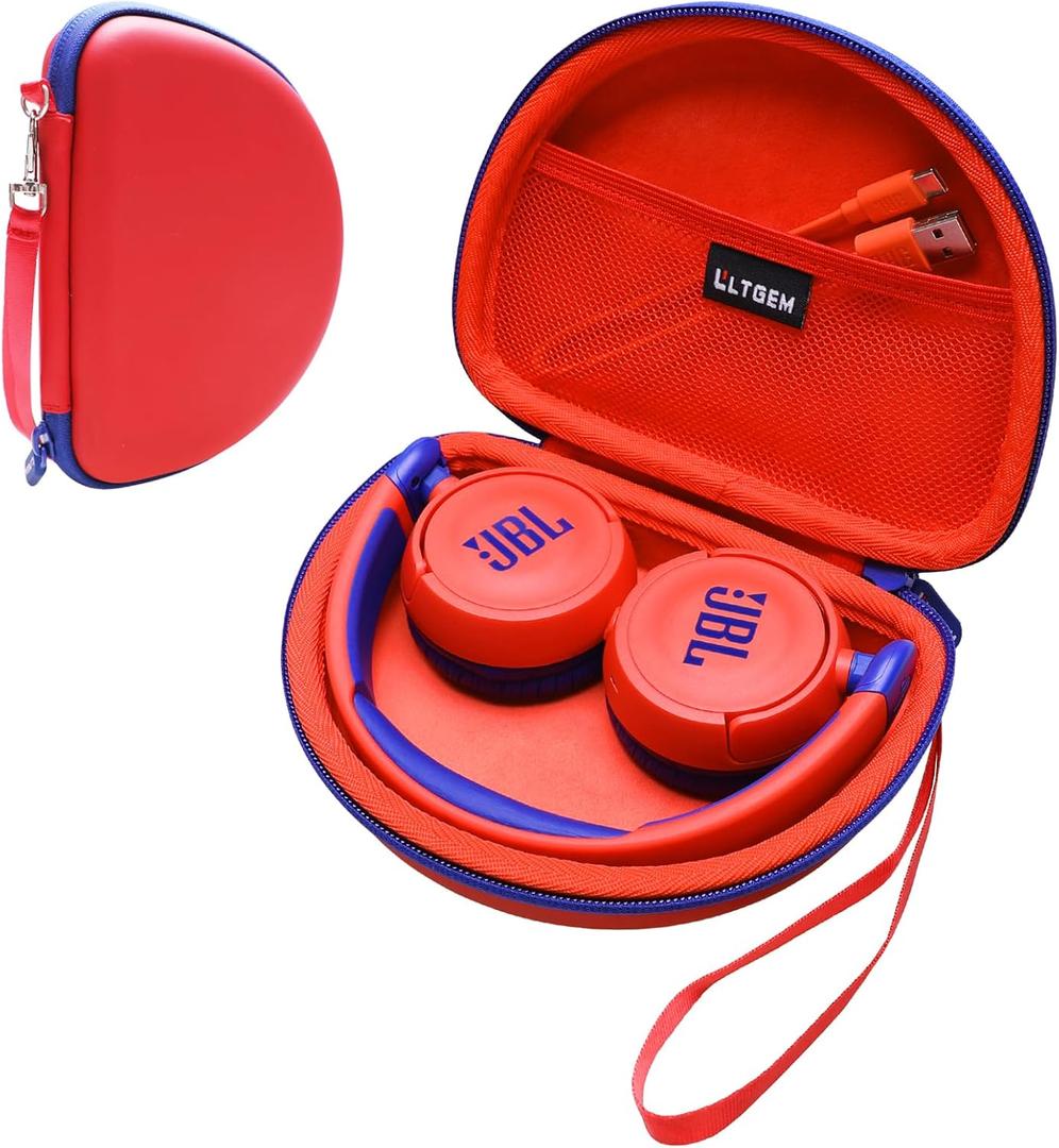 LTGEM Case Compatible with JBL JR 310 / Junior 320BT / JR 300BT Wireless Over-Ear Noise Cancelling Kids Headphones, Red (Case Only)