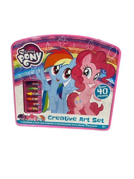 My Little Pony Creative Art Set 40+ pieces crayons stickers watercolors etc NEW