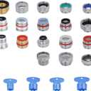 18pcs Faucet Adapter Kit Brass Metal Faucet Aerator Adapter Set, Male Female Sink Faucet Adapter Converter to Garden Hose, Shower Hose, Apply on Both Removable and Insert Aerators