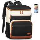 Mancro Diaper Bag Backpack for Women, Lightwight Baby Bag for Mom with 3 Insulated Pockets, Multifunctional Water Resistant Diaper Backpack for Travel with USB Port & Stroller Straps