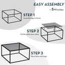 SAYGOER Glass Coffee Table, Small Modern Coffee Table Square Simple Center Tables for Living Room 26.7 x 26.7 x 17.7 Inches, Gray Black