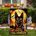 Halloween Garden Flag Double Sided 12x18 Flag Dog Flower Halloween Garden Flag German Shepherd With Sunglasses And Happy Woofen Halloween Flag Halloween Outdoor Decor Dog Lover Lawn Yard Banner