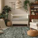 Lahome Margot Boho Green Area Rugs 9x12 Living Room,Washable Large Rugs for Bedroom Aesthetic,Vintage Distressed Non Slip Low Pile Dining Room Rug Carpet for Home Office Playroom(9'x12',Green)