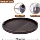 Round Ottoman Tray for Coffee Table Living Room Wood Serving Tray Large Wooden 20 Inches Rustic Brown
