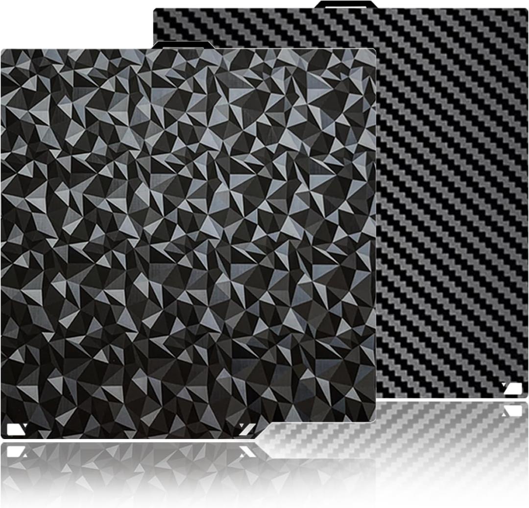 Diamond+Carbon Plate for ELEGOO Centauri Carbon Build Plate 260x271mm, Dual-Sided PEO PET Magnetic Spring Steel Bed CC/CC2 Plate, High-Temp Resistant Printing Surface for ELEGOO CC/CC2 3D Printer