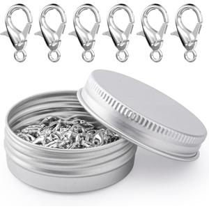 100PCS Lobster Clasps, Metal Alloy Small Lobster Claw Clasps, Weico Lobster Clip for Handmade Necklace, Bracelet Jewelry Making Accessories Fastener Hook(12mmx6mm, Nickel)