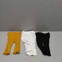 DREAM BUS 3 Pack Baby Girl Pants Toddler Leggings Solid Ribbed Cotton Baby Girls Flare Pants Toddler Bell Bottoms (0-3 Months, #2 Black/White/Yellow)