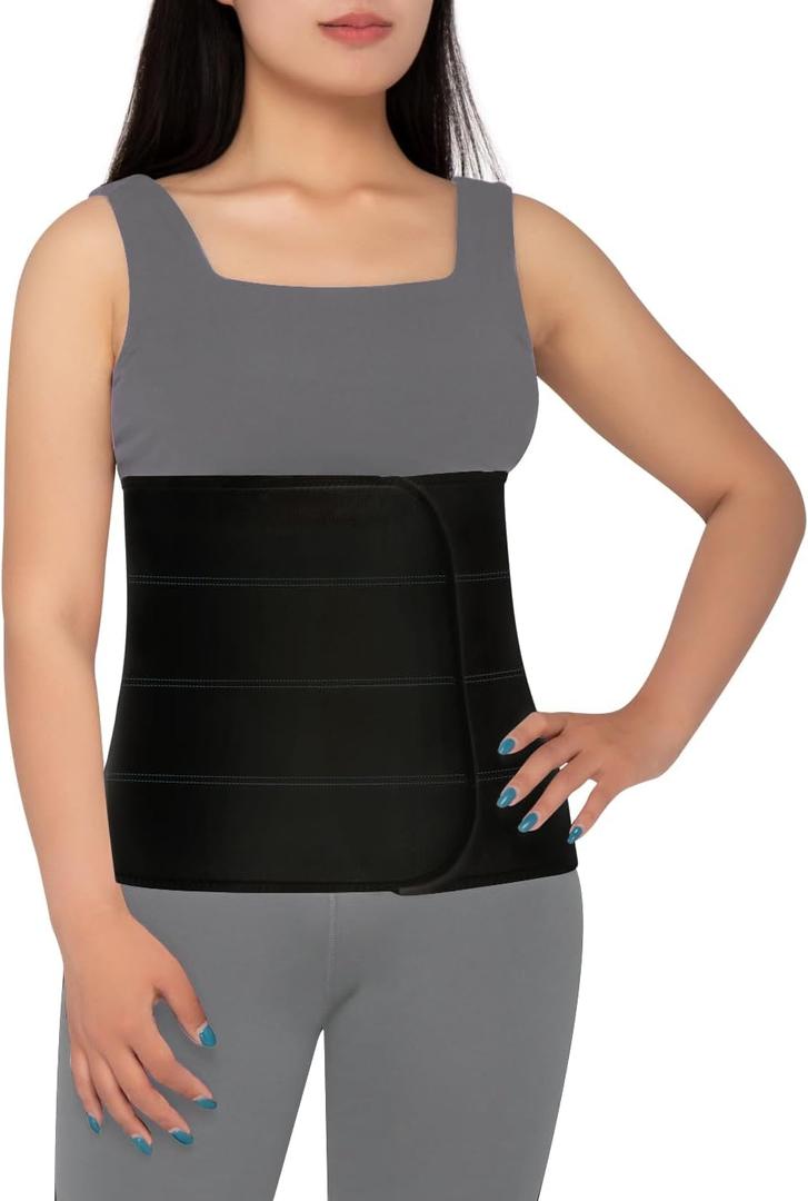 S Abdominal Binder Post Surgery for Men and Women, 12" High Postpartum Tummy Tuck Belt Provides Bariatric Stomach Compression, High Elasticity, Breathable - (30" - 45") 4 PANEL Black