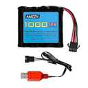 AMZZN 7.4V 1000mAh 2S Li-ion Battery with SM-4P Plug and USB Charging Cable for DE36W DE65 NO.1809 RC Toy Car, Off-Road Vehicle Climbing Drift Racing Battery