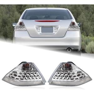 A Pair Tail Light Assembly Fit for 2006 2007 Honda Accord Sedan 4-Door Rear Light Left Driver and Right Passenger Side Rear Lamp Crystal Rear Brake Taillamp Clear Lens 33551-SDA-A32 HO2819130