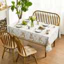 Horaldaily Easter Tablecloth 60104 Inch Rectangular, Bunny Rabbits Carrot Easter Egg Anemone Stripes Bowknot BrownWashable Seasonal Table Cover for Party Picnic Dinner Decor