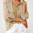 Women's Long Sleeve Blouse, Casual Shirt Top for Daily, Work & Vacation Outfits (Brown, M)