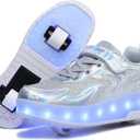 Wooowyet LED Roller Skate Shoes for Kids Boys Girls Light Up Fashion Sneakers Wheels Wheeled USB Rechargeable Hook&Loop 31