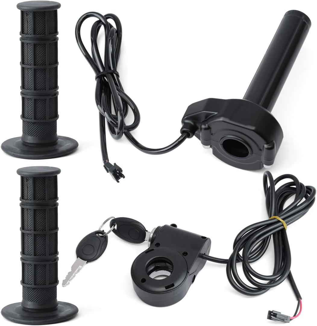 Full Twist Throttle Compatible with Ridstar Q20 Electric Dirt Bike, E-Bike Throttle Grip Cable Kit w/Rolling Bearing Ignition Switch Replacement Part