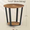 VASAGLE Round Side End Table, 2-Tier Accent Bedside Table with Storage Shelf, Easy Assembly, Nightstand for Small Spaces, Living Room, Bedroom, Honey Brown and Ink Black ULET057KB01S, 19.7"Dia. x 22.4"H