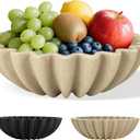 Decorative Fruit Bowl for Kitchen Counter, Large Decorative Bowl Modern Handicraft Bowl for Home Decor, Stylish Key Bowl for Entry Table, Coffee Table Decor, Home Decor Accent, Artificial Stone Beige
