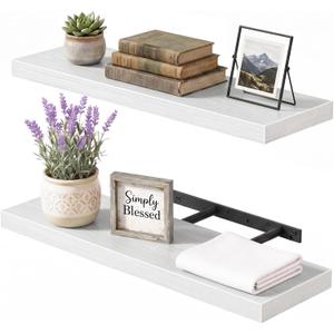 Fixwal Floating Wall Shelves for Decor (White, Set of 2, 22Inch)