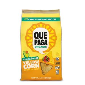 3 x Que Pasa Organic Avocado Oil Yellow Corn Tortilla Chips, 7.5 oz (Pack of 1), Gluten Free, Non-GMO, by Nature's Path