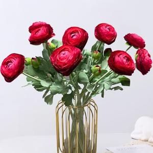 ASTRYAS Ranunculus Artificial Flowers, 10Pcs Fake Silk Ranunculus Flowers Faux Flower Bouquet for Wedding Bouquets Centerpieces Vase Home Table Kitchen Decorations(Hot Pink)