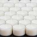 Stonebriar Bulk 96 Pack Unscented Smokeless Long Burning Clear Cup Tea Light Candles with 8 Hour Extended Burn Time, White