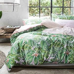 MorroMorn Tropical Duvet Cover King Size, 3 Pcs Green Boho Bedding Sets 1 Comforter Covers 2 Pillowcases, Soft Vintage Retro for Men Women All-Seasons (Green Monstera, King)