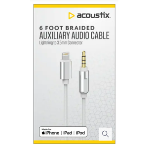 Acoustix 3.5mm to Apple Lightning Braided Auxillary Cable - White