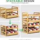Bamboo Rolling Can Organizer for Pantry, Stackable 2 Tier Canned Food Organizer Rack for Storage, Kitchen Cabinet, Can Holders Dispensers for Pantry Up To 27 Cans