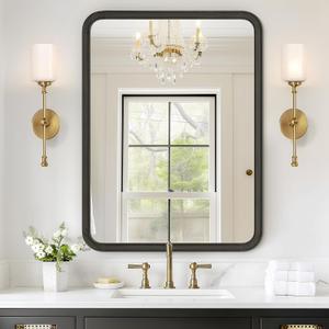 WallBeyond Black Bathroom Mirror for Wall 30x40 Inch Wooden Frame Rectangle Mirror for Farmhouse Bathroom Vanity Wall Mounted Decorative Mirror (Horizontal/Vertical Black)