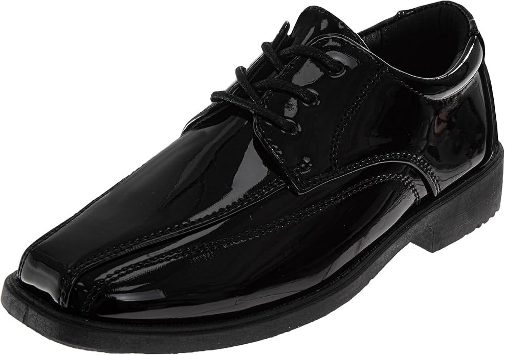 French Toast Boys Dress Shoes - Classic Lace-Up Oxford Casual Dress Formal Shoes- Black Patent (Size 6 Big Kid)