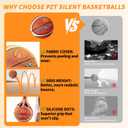 Silent Basketball Size 7 with Fabric Cover, 600g Airless Basketball for Quiet Dribbling and Indoor Training, Pro PU Foam Ball for Adults and Children, Ideal Gift for Birthdays or Christmas