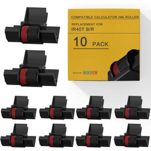 10 Pack Compatible IR40t Calculator Ink Roller Replacement for Casio hr-100tm Ink Ribbon Compatible with Casio HR-100TM HR-150TM HR-170RC Canon P23-dhv Sharp EL-1801V, Individually Sealed, B/R