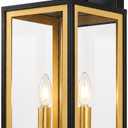 20.5" Extra-Large Outdoor Wall Lantern Farmhouse Dusk to Dawn Outside Sconce Black and Gold Oversized Coach Lantern 2 Light Porch Light with Tempered Glass for House Villa Garage Patio Wall Light