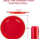 LIYH 120 Red and Gold Dessert Plastic Plates - 7 Inch Red Cake Plates Disposable with Gold Rim for Wedding Large Parties Bridal Showers Gift