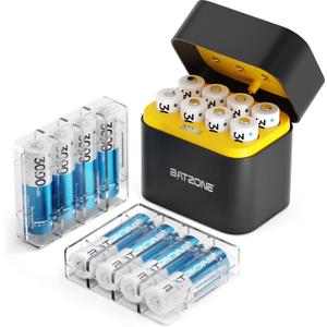 Rechargeable aa Batteries Lithium 16 Pack with Fast Charger,1.5V 3000mWh High Capacity aa Lithium Batteries,Constant Output Li-ion Double a Batteries Cycle Times up to 1600x (Charger+16Pack)