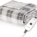 Sunbeam Electric Throw Royal Luxe Microplush Heated Blanket, 4 Heat Settings, 4-Hour Auto Shut-Off, Fast Heating, Warm and Cozy, Grey Rodeen Plaid, 50" x 60"