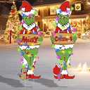 Set of 2 40 in Large Grinchs Christmas Outdoor Decorations with Metal Stakes Merry Christmas Yard Signs Decorations Outdoor for Christmas Xmas Party Supplies, Lawn, Garden Yard Decor