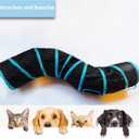 Cat Tunnel Tube ToysTunnels for Indoor Cats, S-Shape Blue Collapsible Interactive Toy with Balls for Rabbits, Kittens, Ferrets, Puppy (S - 2 Way Black Blue)