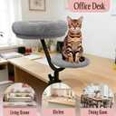 Cat Desk Bed, Desk Cat Bed Attachment for Indoor Cats, 360 Swivel Clamp-on Cats Perch with 40lbs Support, Sturdy Plush Resting Spot for Home Office,Gray