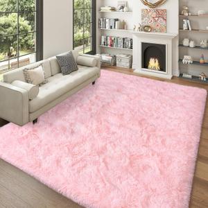 Dssimo Super Fluffy 6x9 Rug for Bedroom, Modern Shag Pink Area Rugs, Soft and Cozy Plush Large Carpet for Kids, Girls Boys and Teens Decorations for Living Room Dorm Nursery Classroom